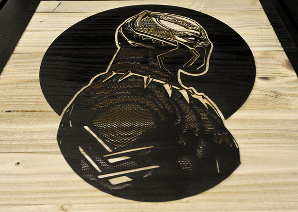 Black Panther Laser Etched Wood Portrait
