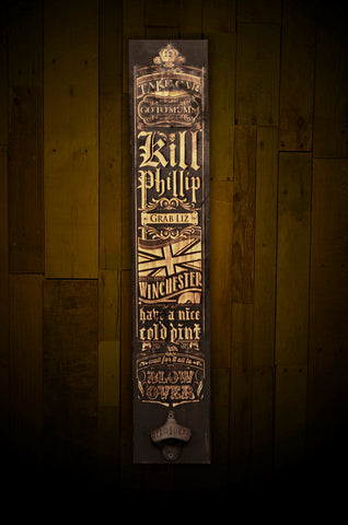 Shaun of the Dead wall art with built in bottle opener